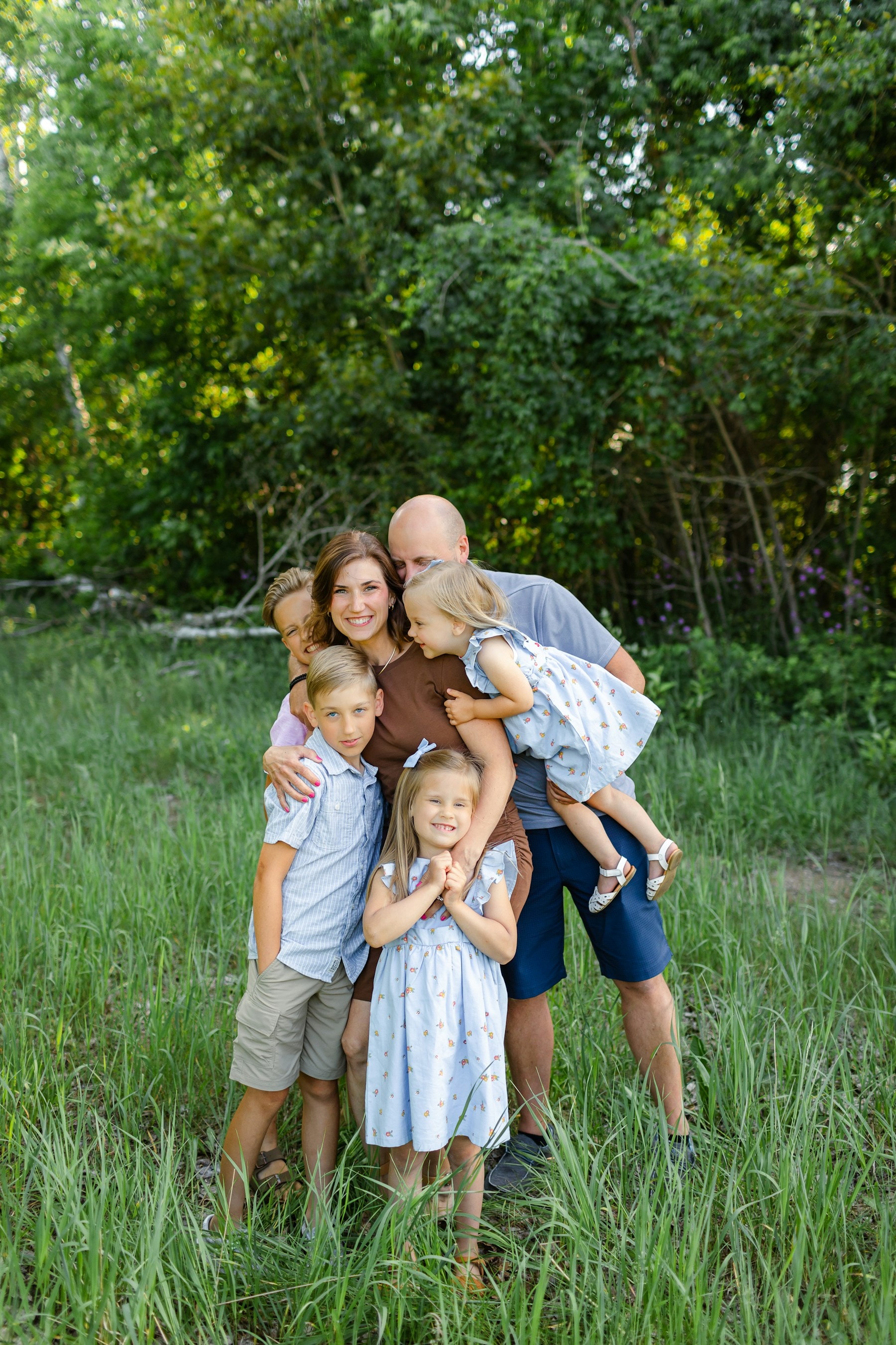 A family spending time together in a meadow